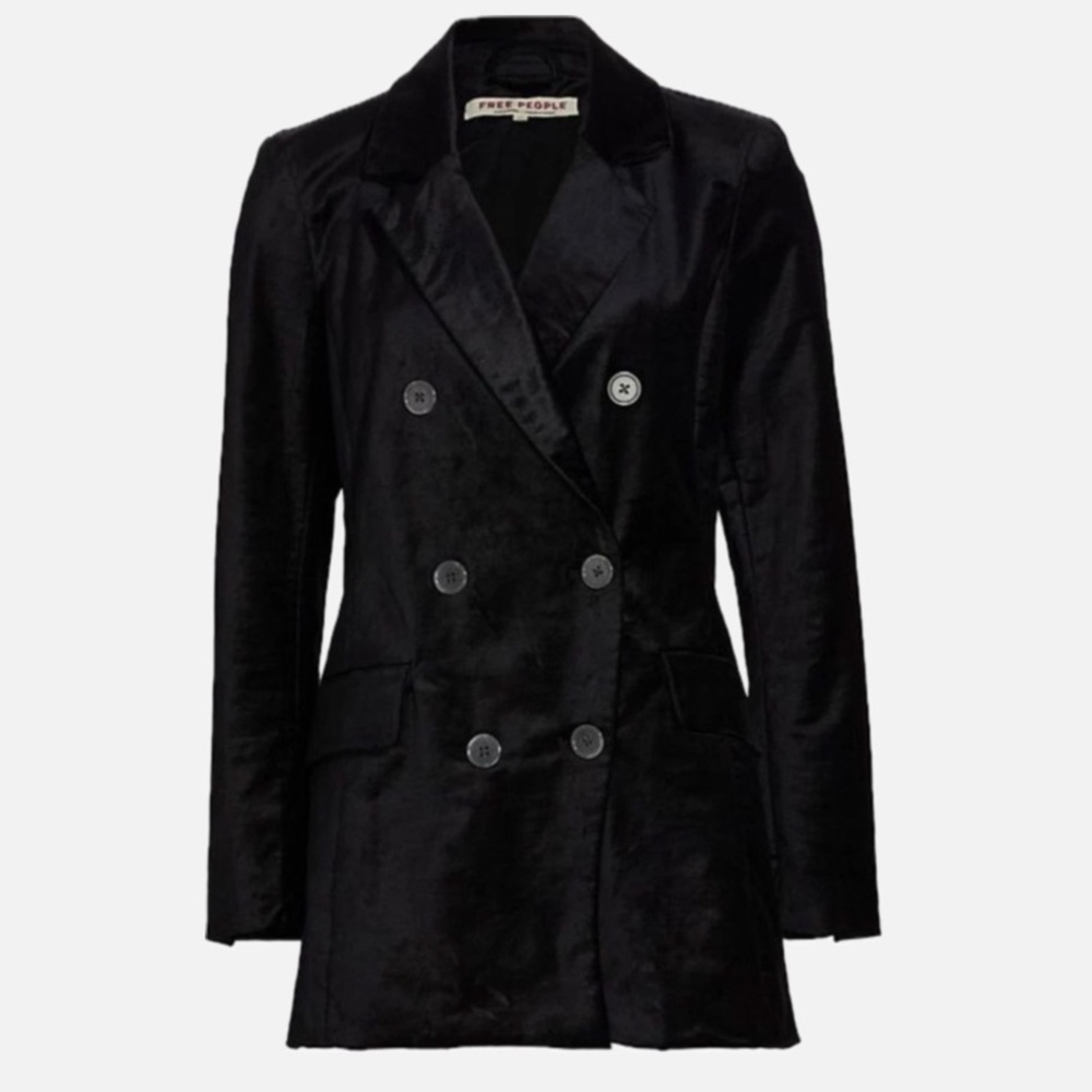 Free People Cosmo Double-Breasted Velvet Blazer - Picture 3 of 8